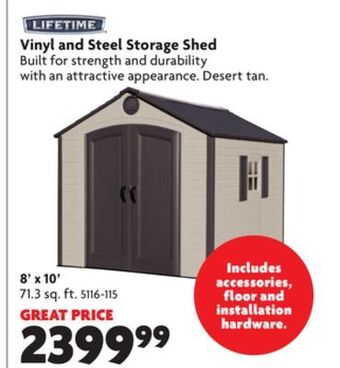Home Hardware Vinyl and steel storage shed offer