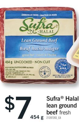 Fortinos Sufra halal lean ground beef, 454 g offer