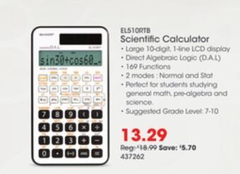 Staples Sharp el510rtb scientific calculator offer