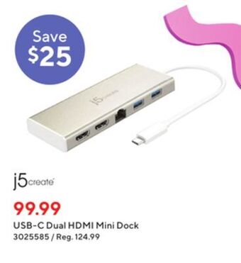 Staples J5create usb-c dual hdmi mini dock offer