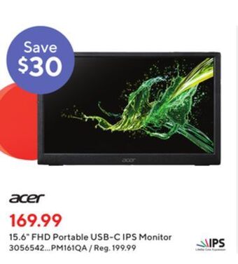 Staples Acer 15.6 fhd portable usb ips monitor offer