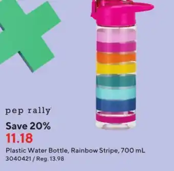 Staples Pep rally plastic water bottle - rainbow stripe 700 ml offer