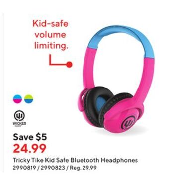 Staples Wicked audio tricky tike kid safe bt headphone offer