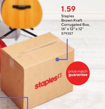 Staples Staples corrugated box - 16 l x 12 w x 12 h - kraft offer