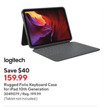 Staples Logitech rugged folio keyboard case for ipad 10.9 (10th gen.) offer