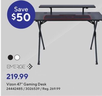 Staples Emerge vizon 47 gaming desk offer