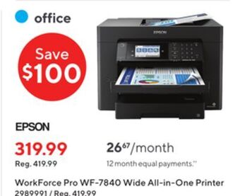 Staples Epson workforce pro wf-7840 wide all-in-one printer offer