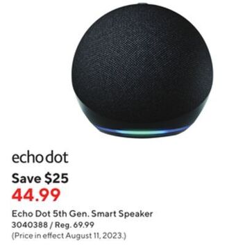 Staples Amazon echo dot 5th gen. smart speaker offer