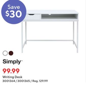 Staples Simply writing desk offer