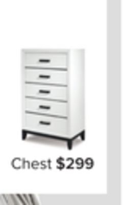 Leon's Frost 5 drawer chest - white, black offer