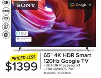 Leon's Sony 65 4k hdr 120hz led google tv - kd65x85k offer