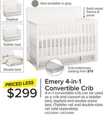 Leon's Emery convertible panel crib - white offer