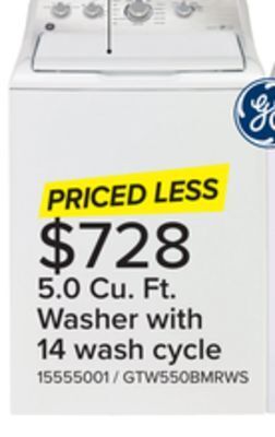 Leon's Ge white top-load washer with sanifresh cycle (5.0 cu. ft.) - gtw550bmrws offer
