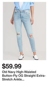 Old Navy Old navy high-waisted button-fly og straight extra-stretch ankle jeans for women offer