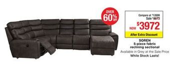 La Z Boy Soren 5-piece fabric reclining sectional offer