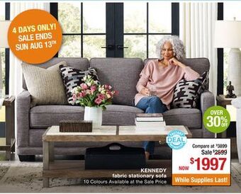 La Z Boy Kennedy fabric stationary sofa offer