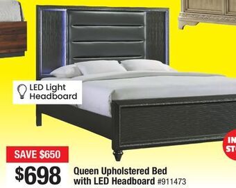 Bad Boy Superstore Queen upholstered bed with led headboard offer