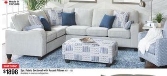 Bad Boy Superstore 2pc. fabric sectional with accent pillows offer