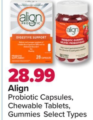 PharmaChoice Align probiotic capsules, chewable tablets, gummies offer