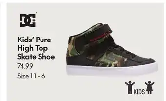 Sport Chek Dc kids' pure high top skate shoe offer