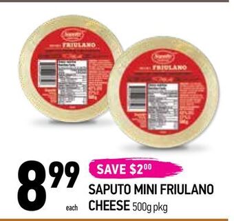 Coppa's Fresh Market Saputo mini friulano cheese offer