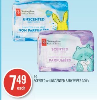 Shoppers Drug Mart Pc scented or unscented baby wipes offer