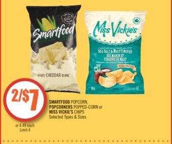 Shoppers Drug Mart Smartfood popcorn, popcorners popped-corn or miss vickie's chips offer