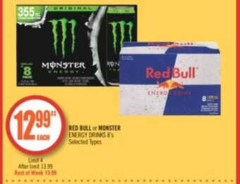Shoppers Drug Mart Red bull or monster energy drinks offer