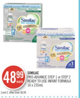 Shoppers Drug Mart Similac pro-advance step 1 or step 2 ready to use infant formula offer