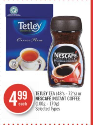 Shoppers Drug Mart Tetley tea (48's - 72's) or nescafé instant coffee (100g - 170g) offer