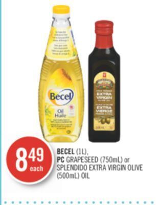 Shoppers Drug Mart Becel (1l), pc grapeseed (750ml) or splendido extra virgin olive (500ml) oil offer