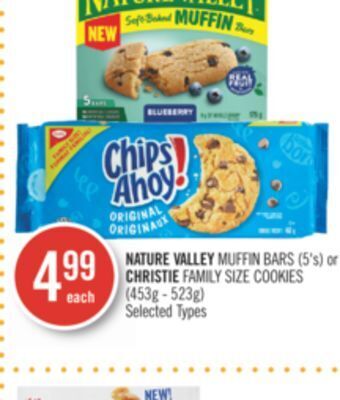 Shoppers Drug Mart Nature valley muffin bars (5's) or christie family size cookies offer