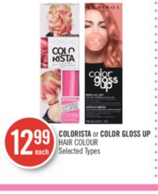 Shoppers Drug Mart Colorista or color gloss up hair colour offer