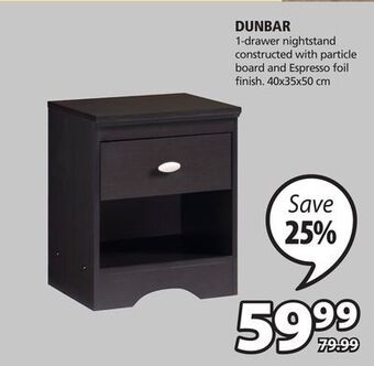 JYSK Dunbar 1-drawer nightstand offer