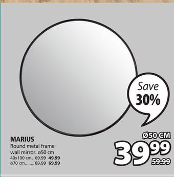 JYSK Marius round metal frame wall mirror offer