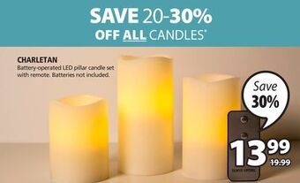 JYSK Charletan battery-operated led pillar candle set with remote offer