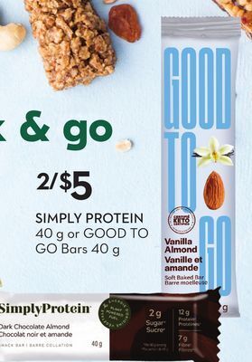 Sobeys Simply protein 40 g or good to go bars 40 g offer