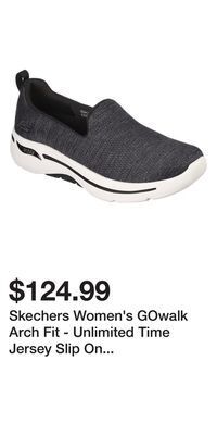 Mark's Skechers women's gowalk arch fit - unlimited time jersey slip on walking shoes - black white offer