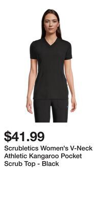 Mark's Scrubletics women's v-neck athletic kangaroo pocket scrub top - black offer