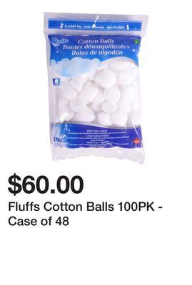 Dollarama Fluffs cotton balls 100pk - case of 48 offer