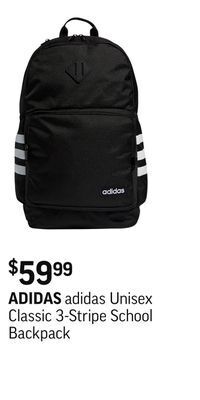 Sport Chek Adidas unisex classic 3-stripe school backpack offer