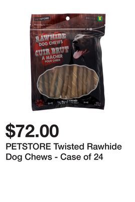 Dollarama Petstore twisted rawhide dog chews - case of 24 offer