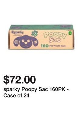 Dollarama Sparky poopy sac 160pk - case of 24 offer