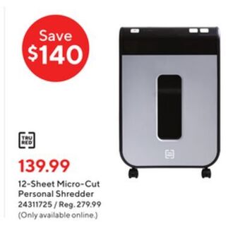 Staples Tru red 12-sheet micro-cut personal shredder offer