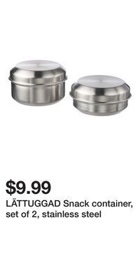 IKEA Lättuggad snack container, set of 2, stainless steel offer