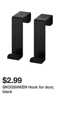 IKEA Skogsviken hook for door, black offer