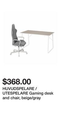 IKEA Huvudspelare / utespelare gaming desk and chair, beige/gray offer