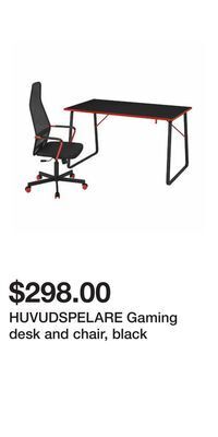 IKEA Huvudspelare gaming desk and chair, black offer
