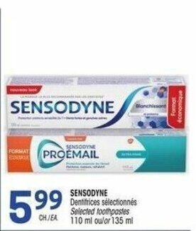 Uniprix SENSODYNE Selected toothpastes 110 ml or 135 ml offer