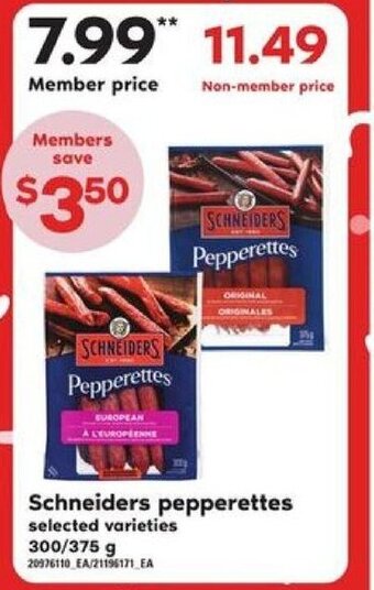 Zehrs Markets Schneiders pepperettes offer